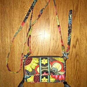 Vera Bradley Flower Power Mini Crossbody / Wristlet Wallet All in One